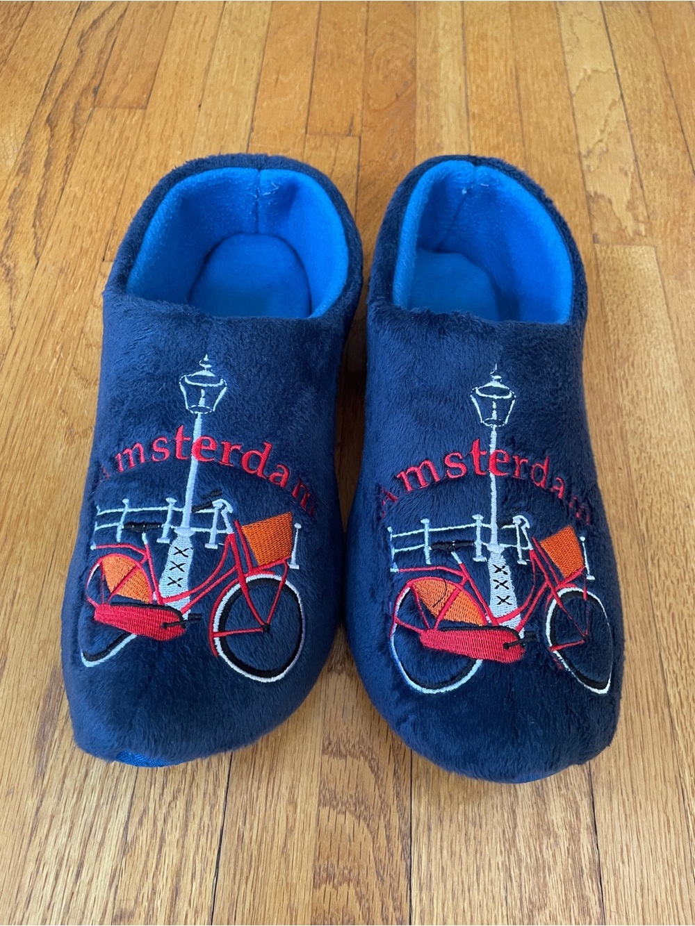 Navy Blue Amsterdam Embroidered Slippers